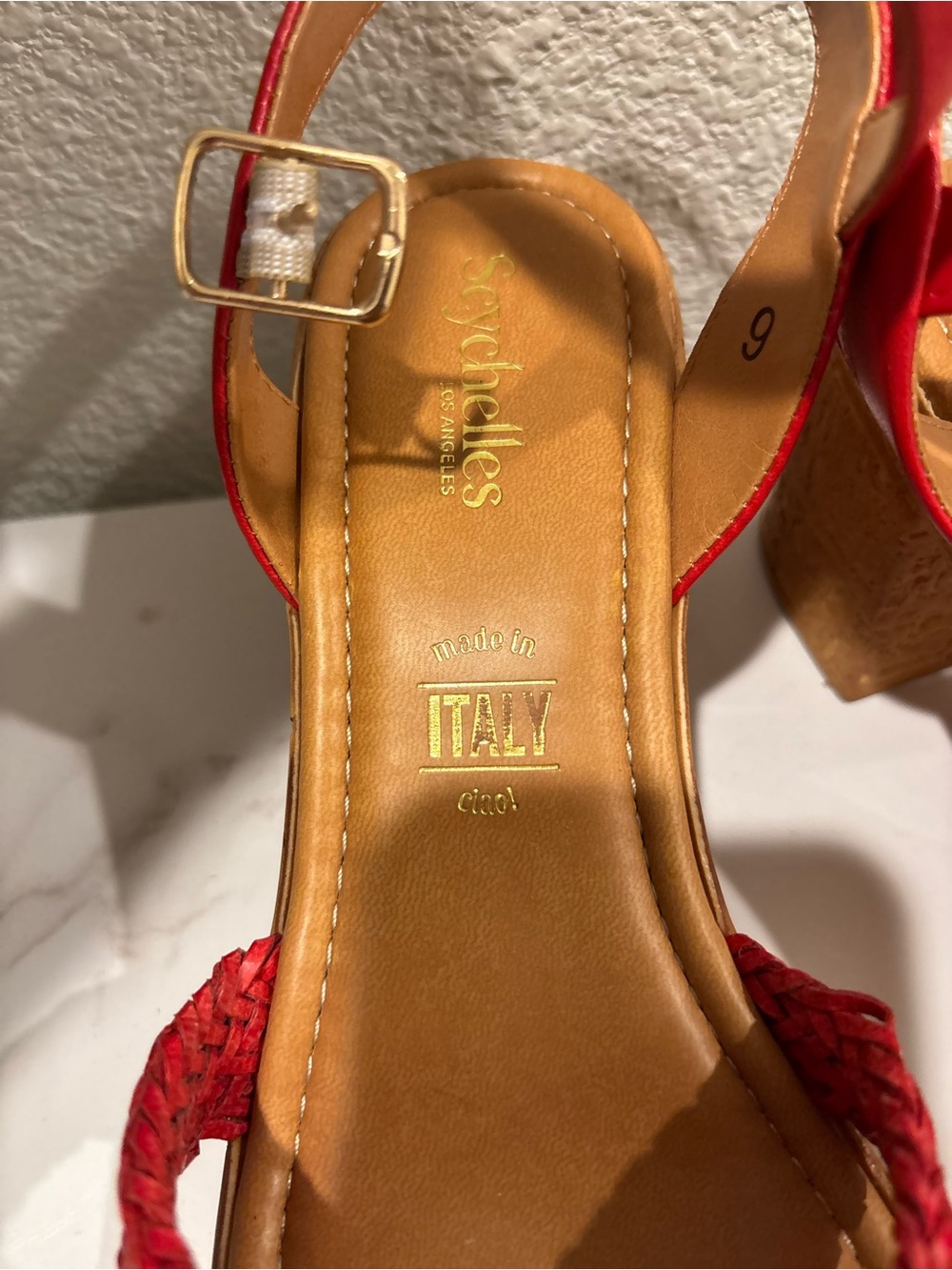 Seychelles Red Braided Cork Wedge Sandals - Picture 5 of 8